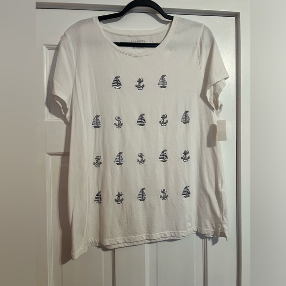 #5 TALBOTS • SEQUINS SAILBOAT & ANCHOR • NAUTICAL TEE • NWT - Picture 1 of 6